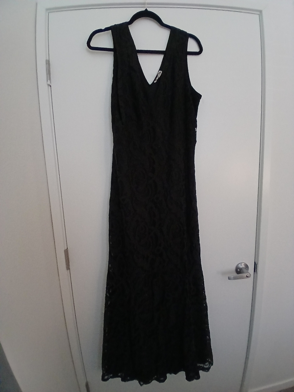 Pulse Black Lace Maxi Dress with V-Neck